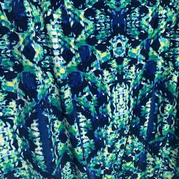 Chicos Blue Green Print Blouse Small Long Sleeve Stretch Work Top - Picture 9 of 12